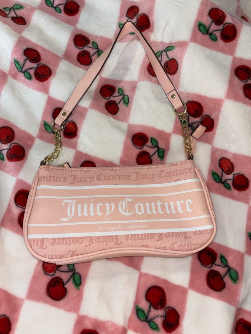 Juicy Couture Pink Logo Mini Shoulder Bag with Gold Chain